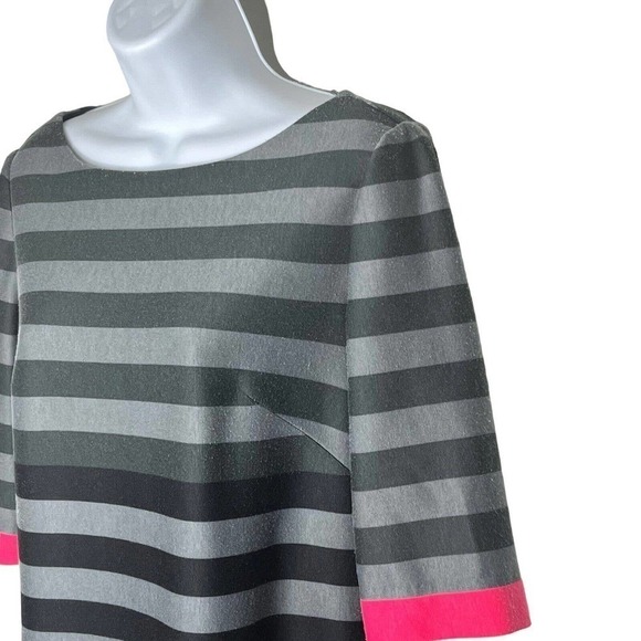 Eliza J Women's Size 6 Knit Dress Shift Stretch Charcoal Gray Stripe Pink Accent - Picture 4 of 9